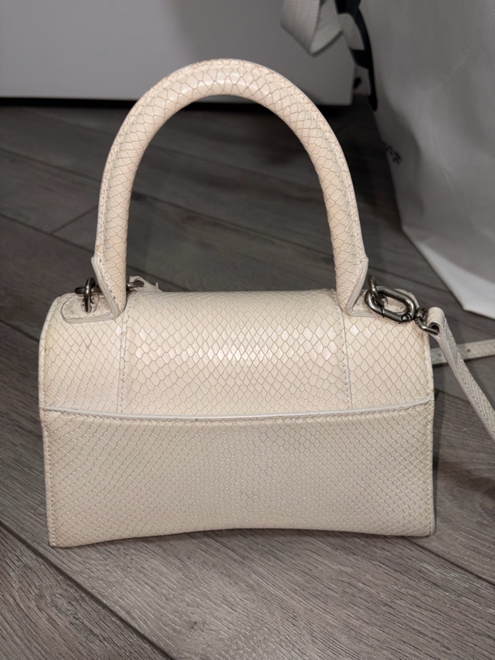 Balenciaga Cream Textured Hourglass Mini Top Handle Crossbody - Picture 5 of 13